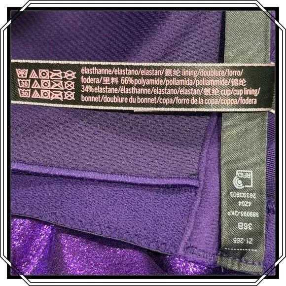 VICTORIA'S SECRET Maximum Support Metallic Purple Sports Bra - 36B / NWT